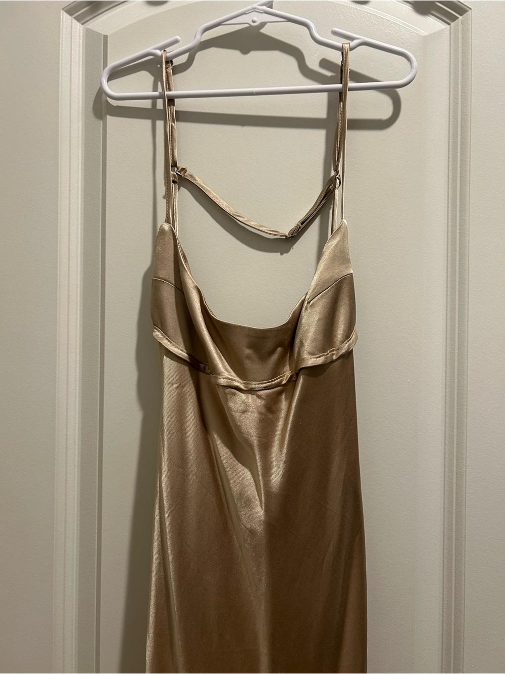 Zara Satin Slip Maxi Dress — Champagne Gold
